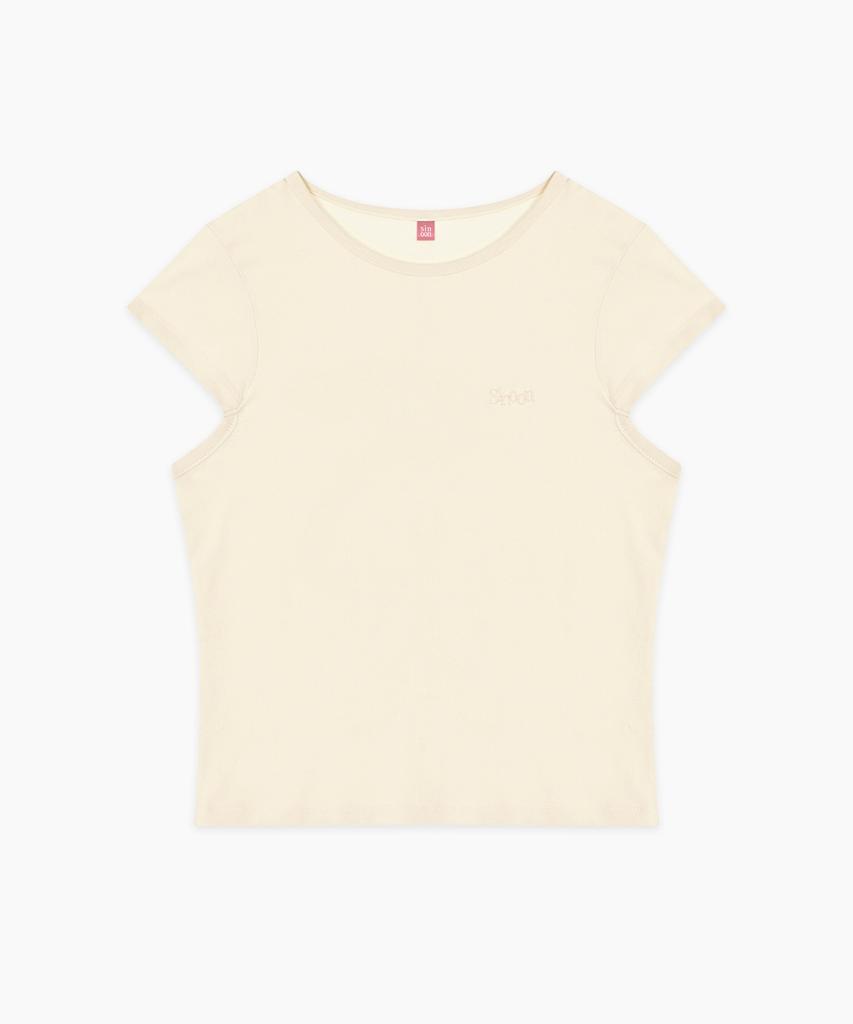 SINOON Logo Cap Sleeve T-Shirt (Light Beige)