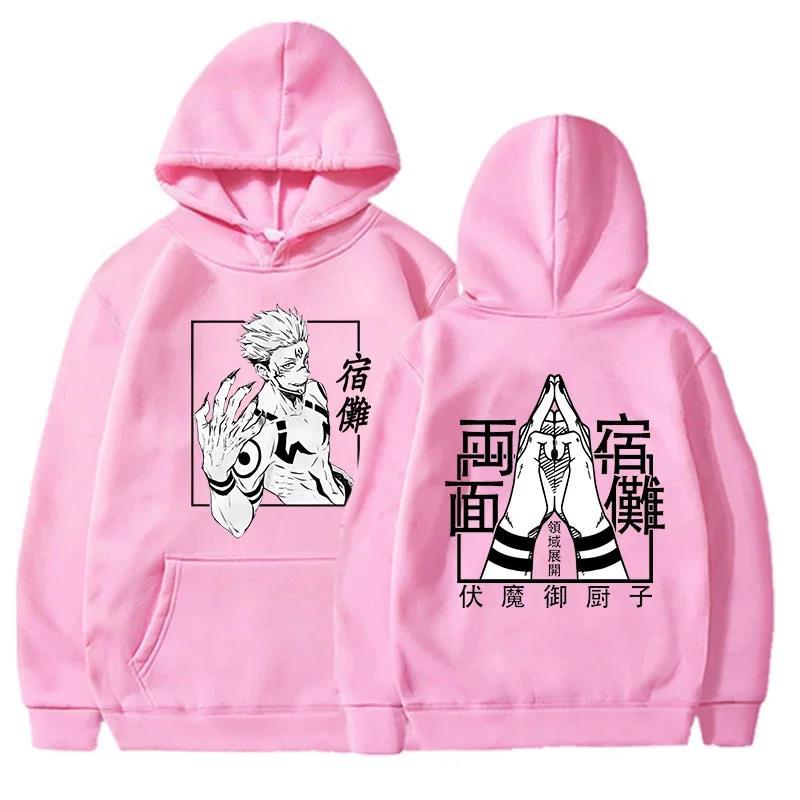 Mote Anime Jujutsu Kaisen Ryomen Sukuna Trykket Hettegenser Langermet Sweatshirts Kvinner Harajuku Streetwear Pullovers