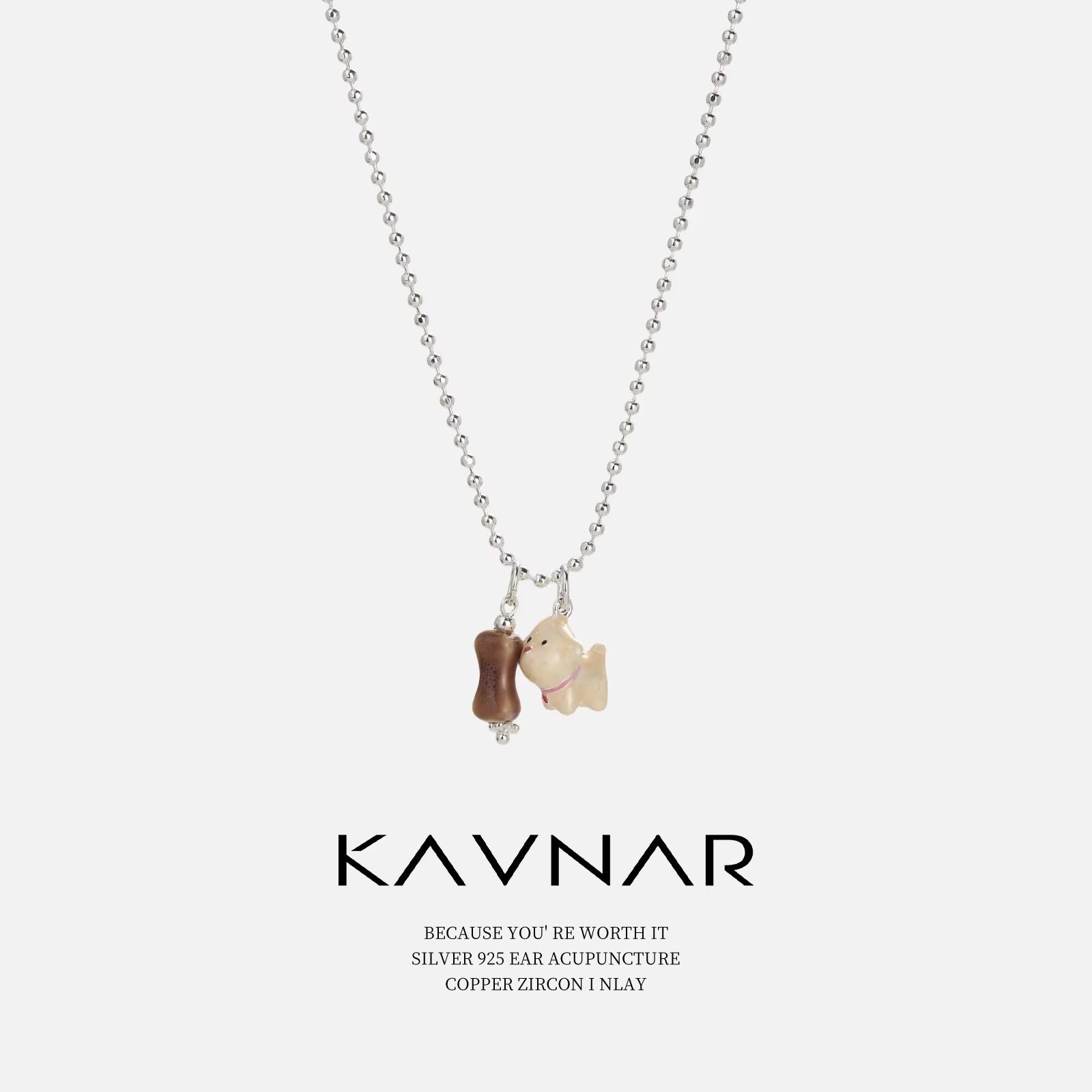 KAVNAR Pendant Necklace Panda Charm Pearl Beaded Zircon Luxury Sweater Chain Necklace for Women Gift
