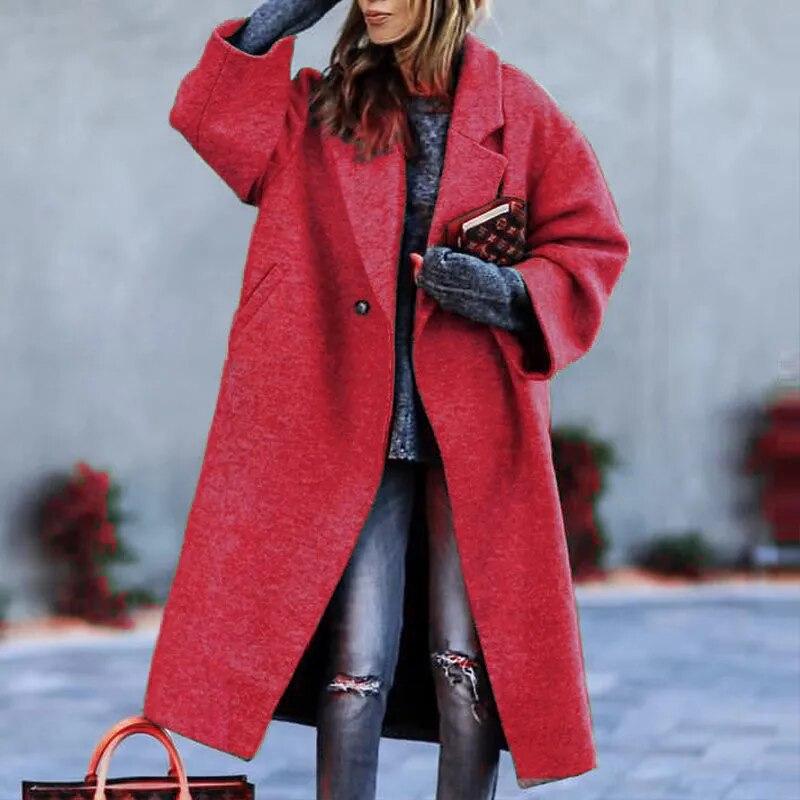 2025 Autumn/Winter Women's Solid Color Casual Wool Coat