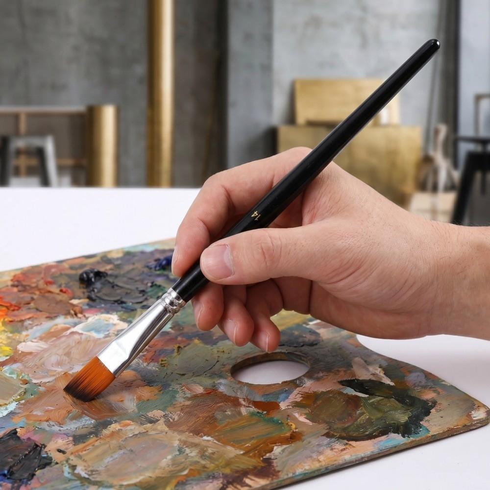 9PCS Angled Tip Layout Nylon Painting Brush Set Watercolor & Oil Painting Tools  Watercolor Coloring