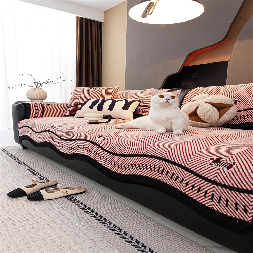 

2025 New Autumn and Winter Thickened Light Luxury Corduroy Non-slip Anti-cat Scratch Non-stick Wool Sofa Cushion Cover 70x70cm