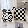 Living Room Sofa Pillow Cushion Black And White Chess Board Simple Pillow Sample Room Pillow Cover Premium Durable