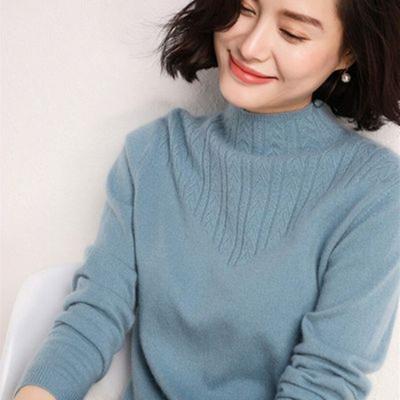 Halbrollkragenpullover Damen kurz locker und dünn Oberbekleidung Strickpullover warmes Innenfutter mit verdicktem Unterhemd