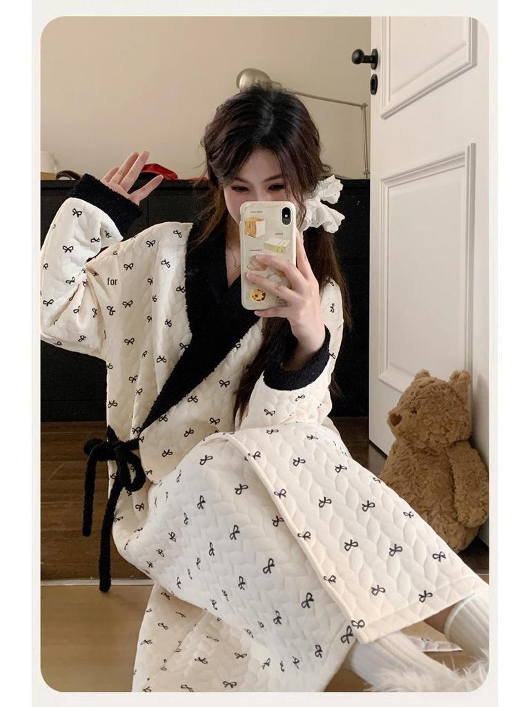 New Style Air Cotton Maternity Nursing Nightdress – Long Sleeve, Suitable for Autumn/Winter, Perfect for Postpartum/Breastfeeding