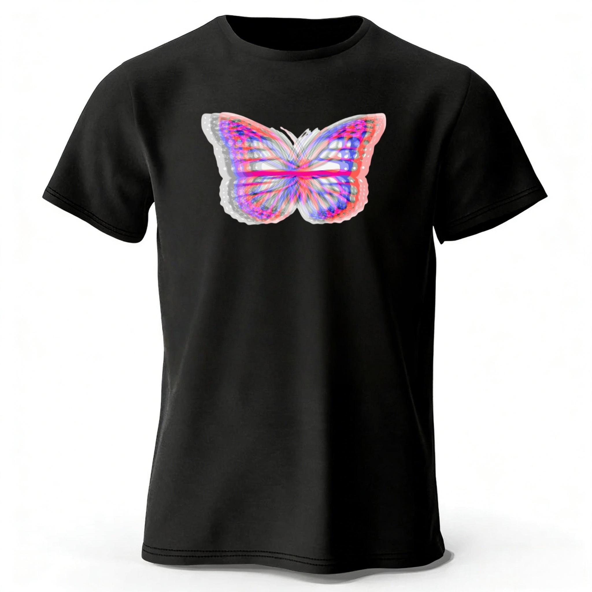 

Butterfly with Psychedelic Eyes Pure Cotton Short Sleeved Summer Men Loose Oversized Comfortable Sports Tshirt Daily Casual Top S