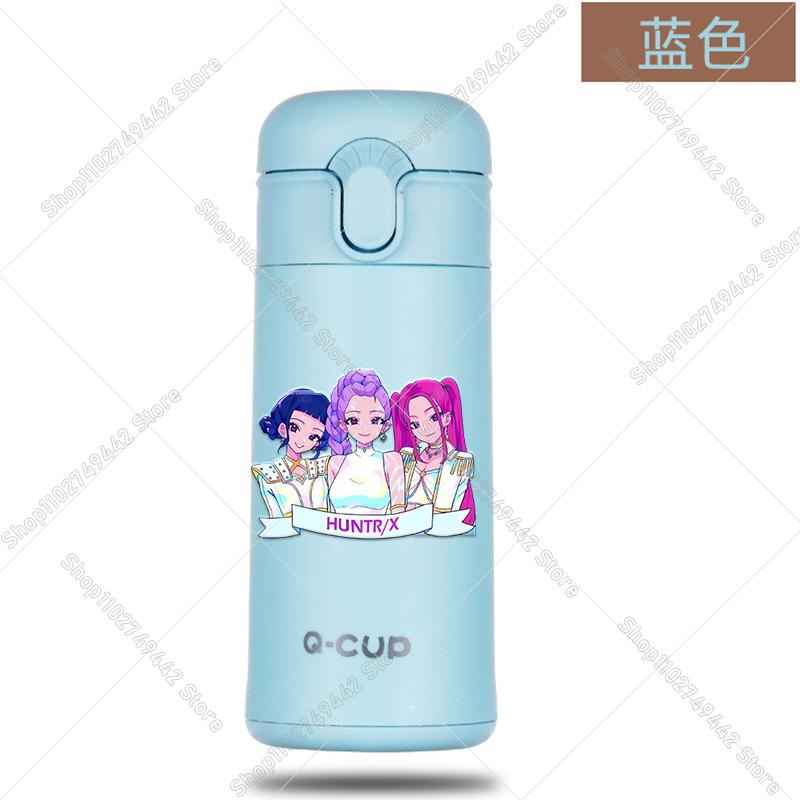 400ML KPop Demon Hunters Thermos Bottle Zoey Rumi Mira Vacuum Insulated Bottle Kids Outdoor Straw Thermo Cup Girl Birthday Present