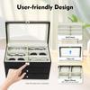24 Slot Watch Box Glass Top, 3-Tier Display Case Holder Organizer for Watches & Eyeglasses with Lock for Collectors