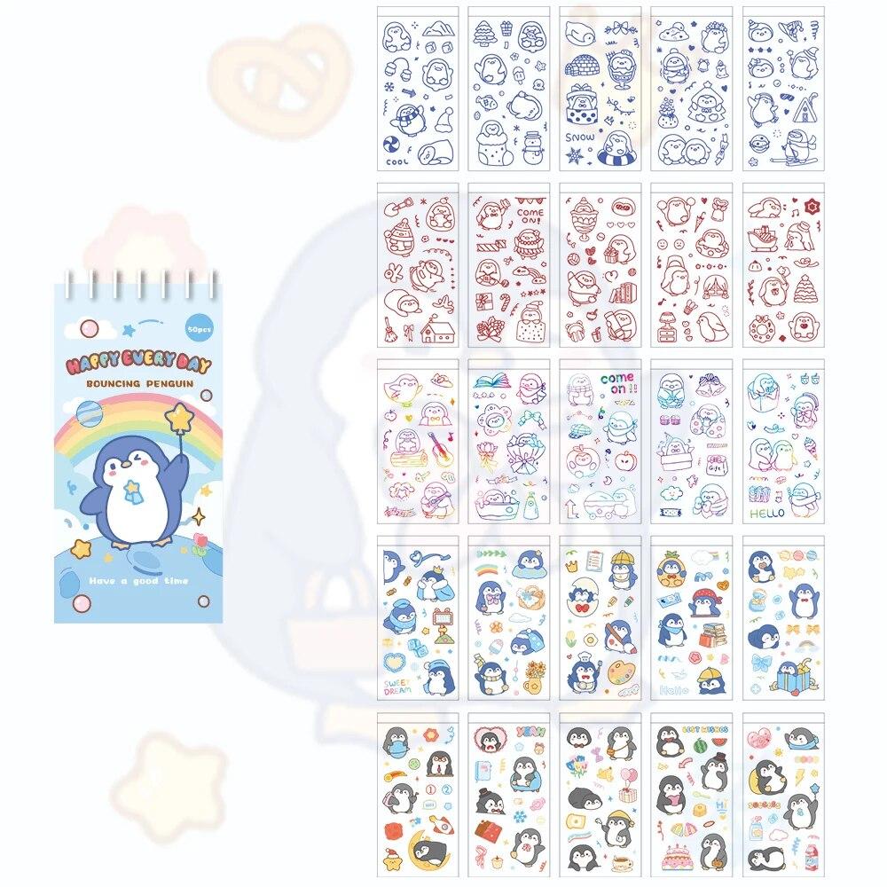 50 Sheets Cute Cartoon Animal Stickers Set PET Waterproof Scrapbooking Stickers For DIY Art Crafts Journaling Notebooks Planners