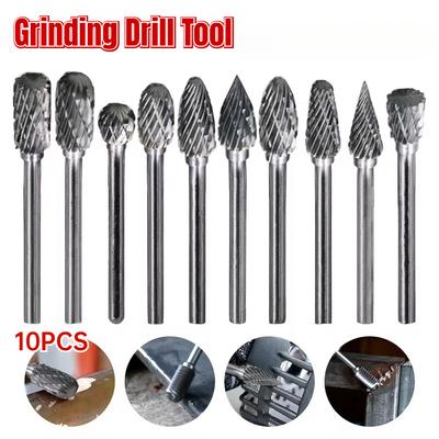 Set di 10 lime rotanti in lega dura 3*6 Grana doppia Acciaio al tungsteno Testa di macinazione Elettrico Stampo per macinazione Lavorazione del legno Strumento Lima per macinazione