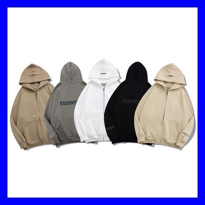 Essentials Zip-Up Hooded Sweatshirt Unisex Oversized Streetwear Cotton Pullover Fall Casual Jacket