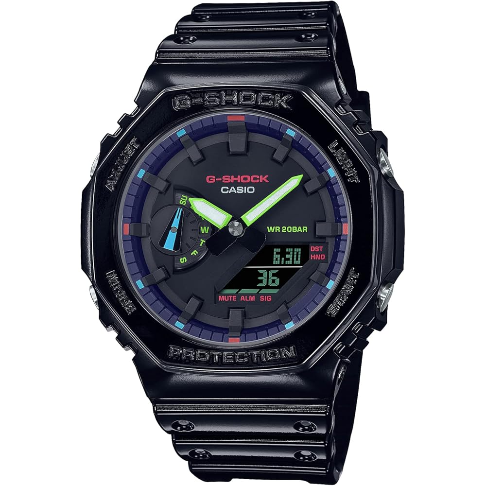 

G-SHOCK GA-2100RGB-1A Men s Virtual Rainbow Watch Black RGB Series 200m Water Resistant