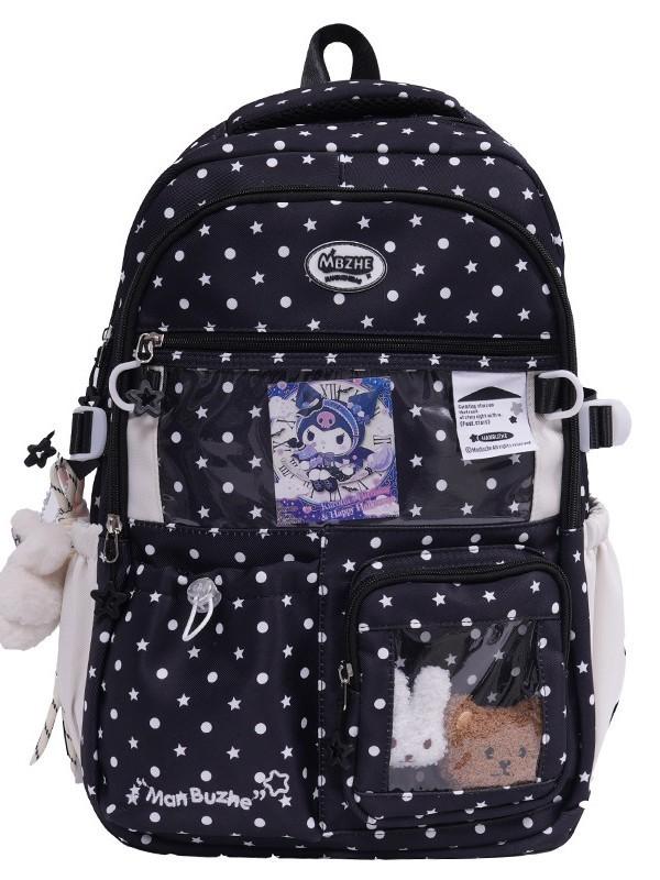 Cute Starry Pattern Girls Backpack With Nylon For School And Teens