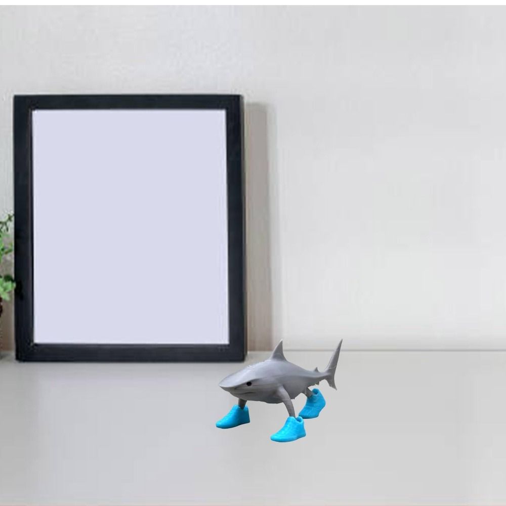 Desk Decor Shark Figurine Toy 3D Printed Shark Meme Figurines  for Colleagues and Friends