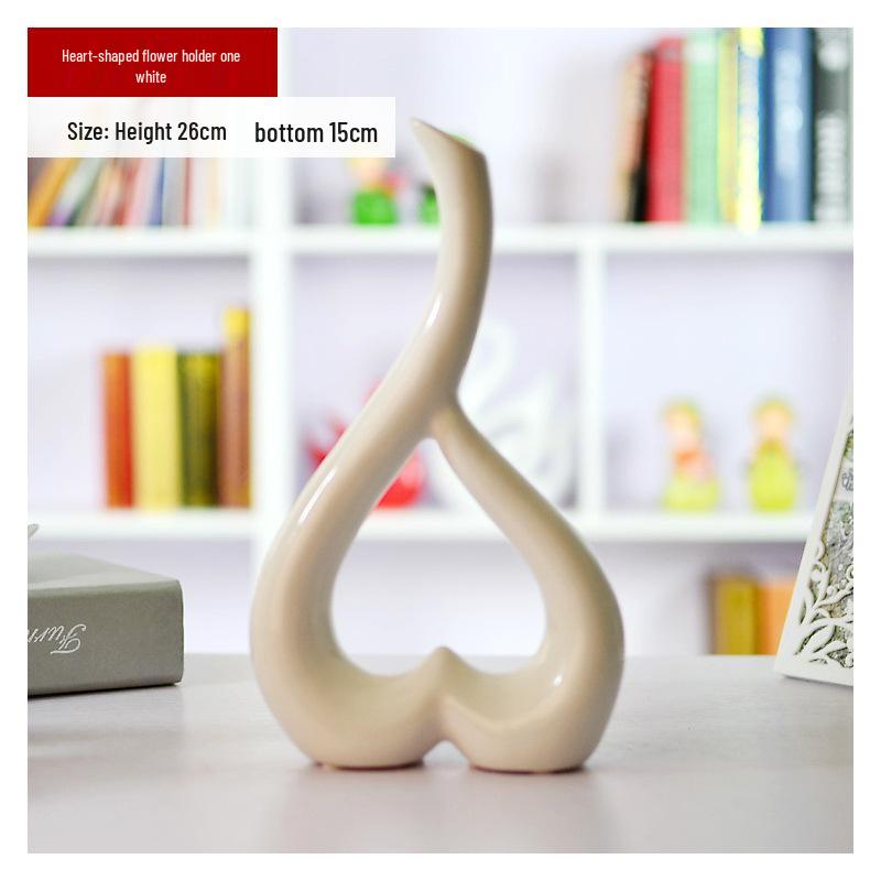 

Креативная минималистичная керамическая ваза в форме сердца из Цзиндэчжэня - Элегантный свадебный подарок и композиция из цветов