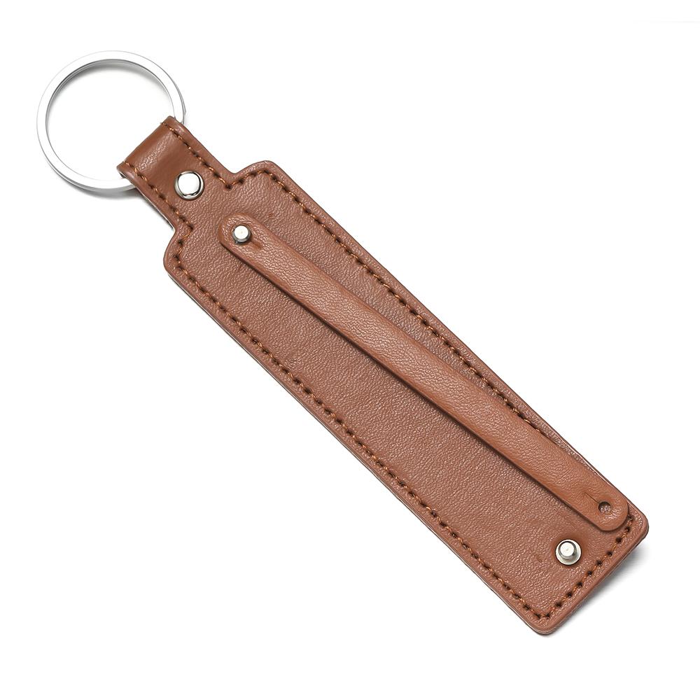 1pc Creative PU Leather Keychain Business Gift Leather Party Blank Car Key Chains Simple Metal Key Rings DIY Accessories