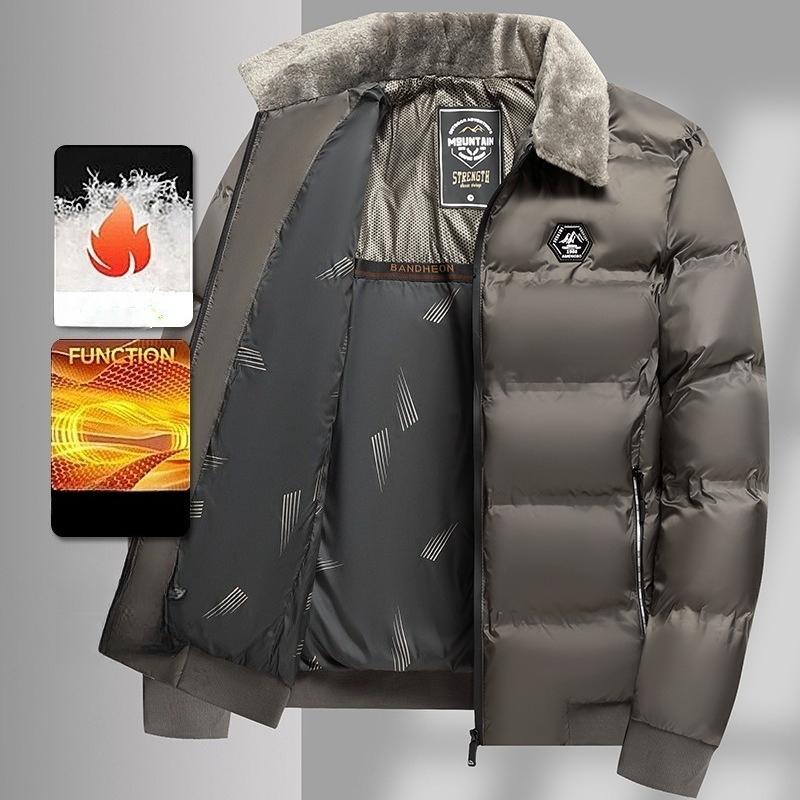 Men's Winter Warm Jackets With Faux Fur Collar Casual Lightweight Windproof Coat With Pockets Bomber Quilted Work Jacket for Men Thick Thermal Jacket