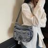 Borsa a tracolla in denim vintage multi-tasca da donna