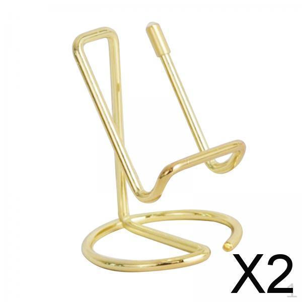 2x Wrought Iron Cell Phone Stand, Decorative Desk Accessory, Elegant Line, Business Card Holder for