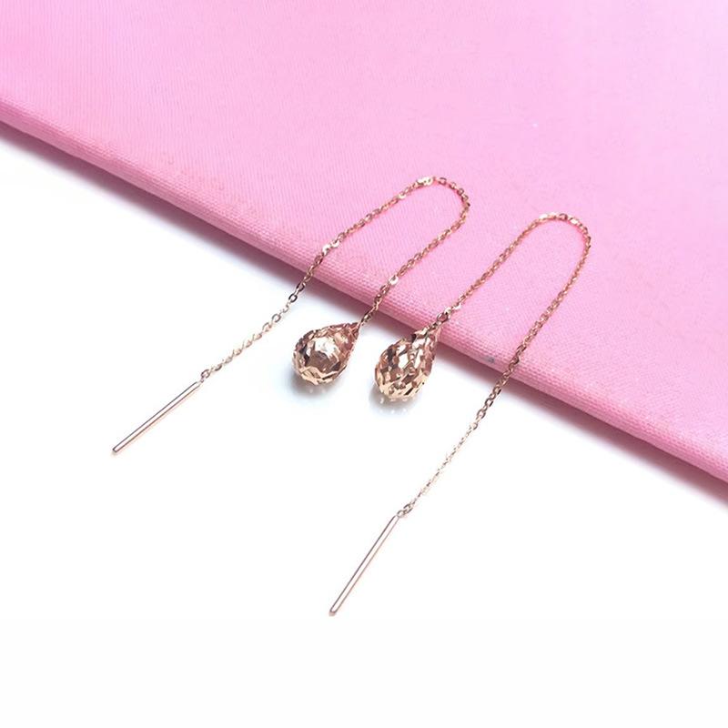 Exquisite Russian Purple Gold Hollow Car Flower Water Drop Earrings Plated With Rose Gold Shiny Ball Pendant Long Earrings Jewelry (rose gold plated pair)