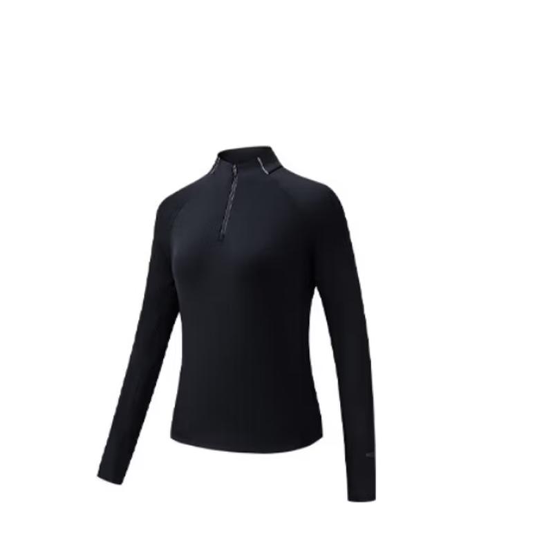 

ANTA Women s Brushed Half-Zip Stand-Collar Long-Sleeve T-shirt M