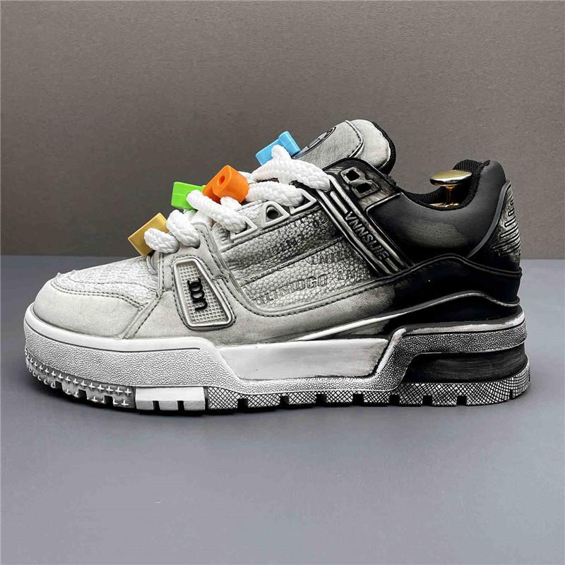 Fashion New Fashion Designer Men's Lace Up Two Tone Mixed Patchwork Causal Shoes Flats Male Walking Sneakers Zapatos Hombre