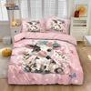 3pcs Valentine's Day Romantic Pink Cow Print Coreless Down Duvet Cover Set Comfortable Bedroom Bedding Decoration Machine Wash