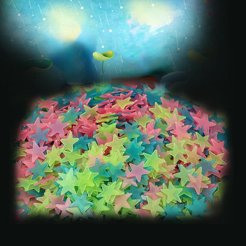 50 ks 3D samolepek Starlight svítících ve tmě - 3,8 cm/1,5 palce DIY dekorace samolepky na zeď svítící ve tmě