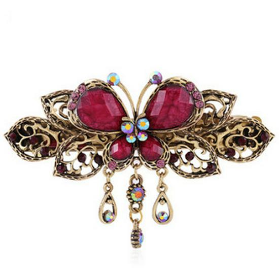 

Классическая ретро-заколка-бабочка из сплава с кисточкой