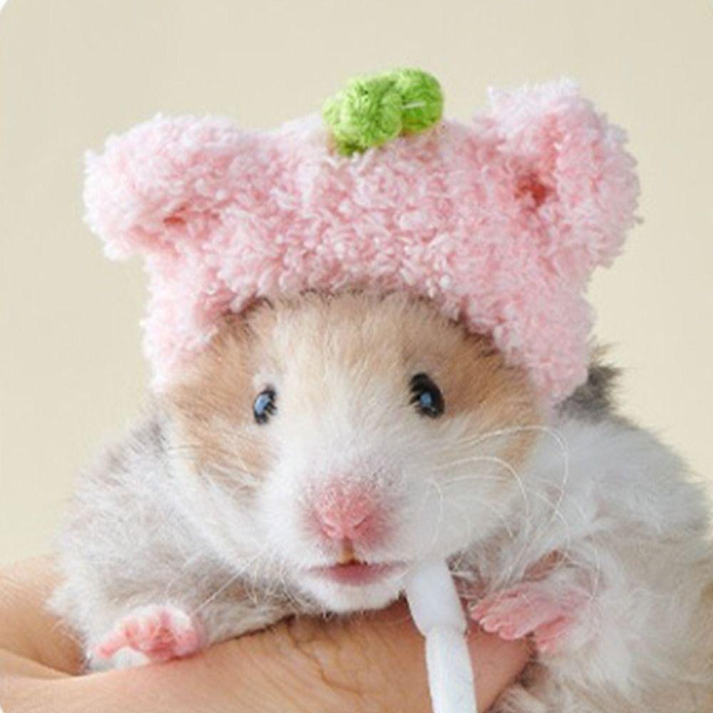 Fashion Woolen Plush Hat Mini Pet Supplies Animal Doll Hat  for Hamster Golden Silk Bear
