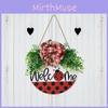 Cheerful Welcome Ladybug Door Decoration Bright Red And Black Bow With Polka Dots