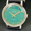 VINTAGE ENICAR STAR JEWELS HAND-WINDING 1140 SWISS MENS GREEN WATCH A702041-5 R208-a702041