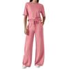 Conjunto de Moda Casual para Mujer con Top de Manga Corta y Pantalones Largos