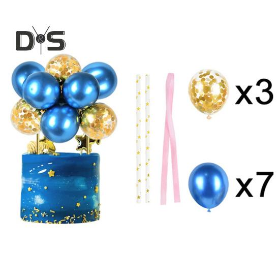 10 Pcs 4 Inch Balloons Cake Topper Happy Birthday Mini Balls Cake Topper DIY Baking Decoration for Anniversary Birthday Party Baby Shower Decor