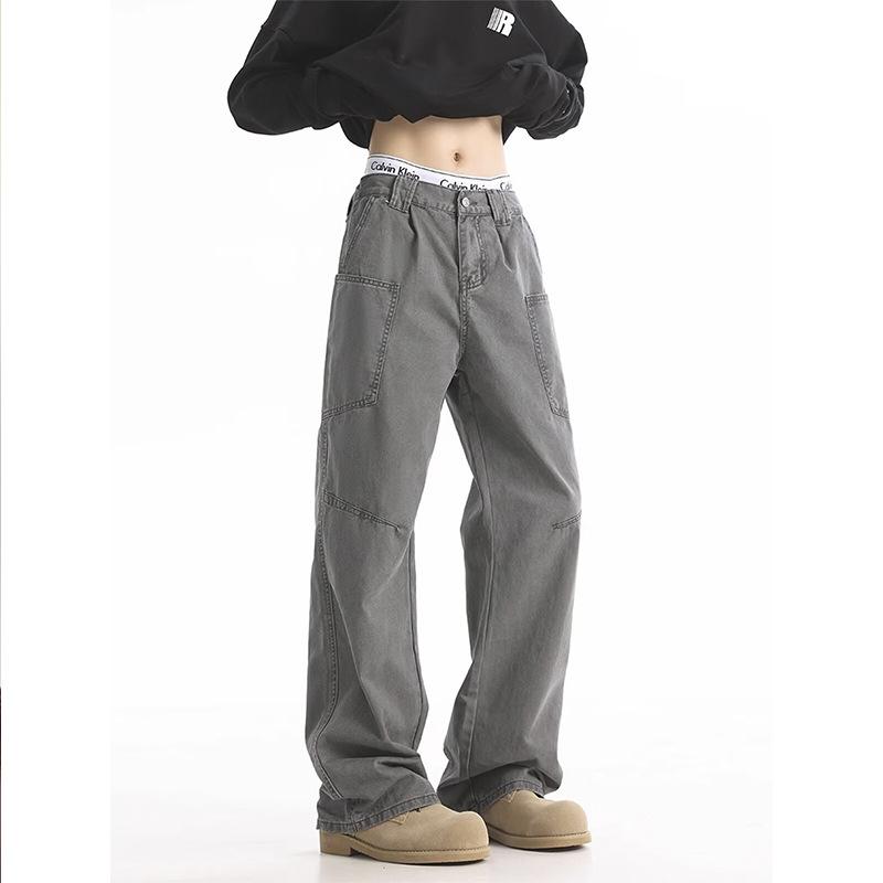 American retro lumberjack jeans men's autumn trendy brand design sense loose casual cleanfit straight pants