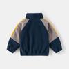 Autumn Kids Blue Polar Fleece Jackets  2-6T Children Cute Color Block Coat Girls Boys Simplicity Loose Overcoat
