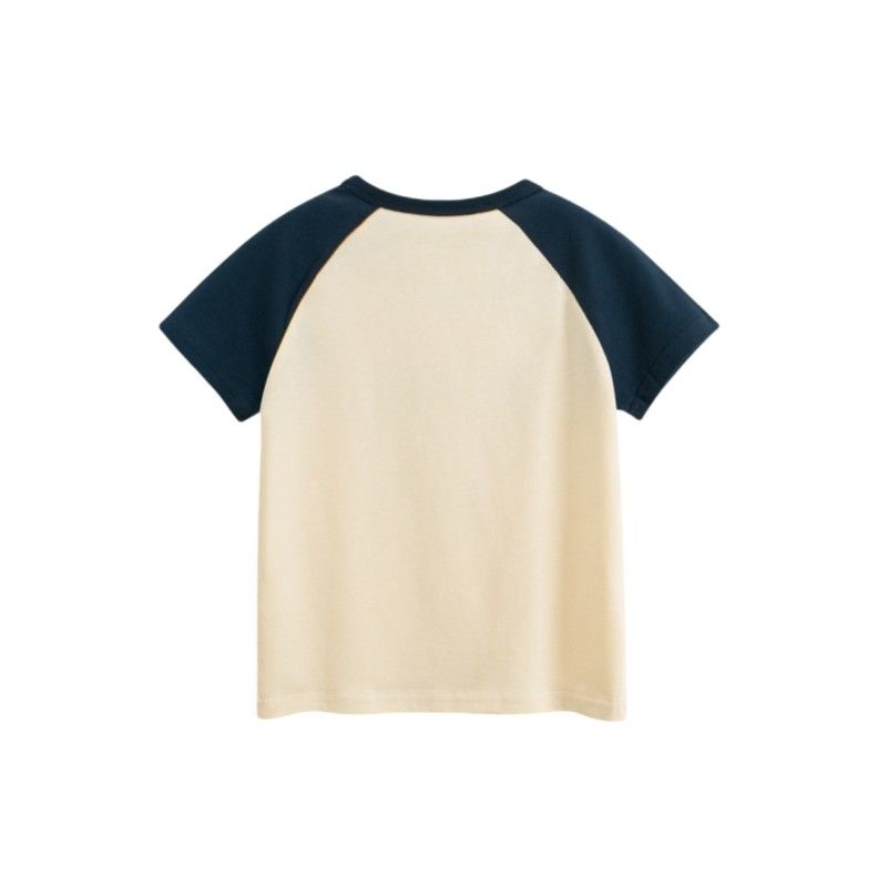 27kids Boy's Short-Sleeved T-shirt Children's Summer Clothing Children's Half Sleeve Raglan Sleeve 100% Cotton Coat Men's Color Matching Clothes