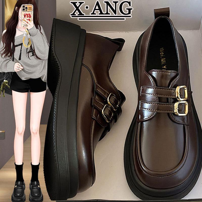 Leather women's shoes spring new small leather shoes platform Mary Jane shoes one pedal single shoes