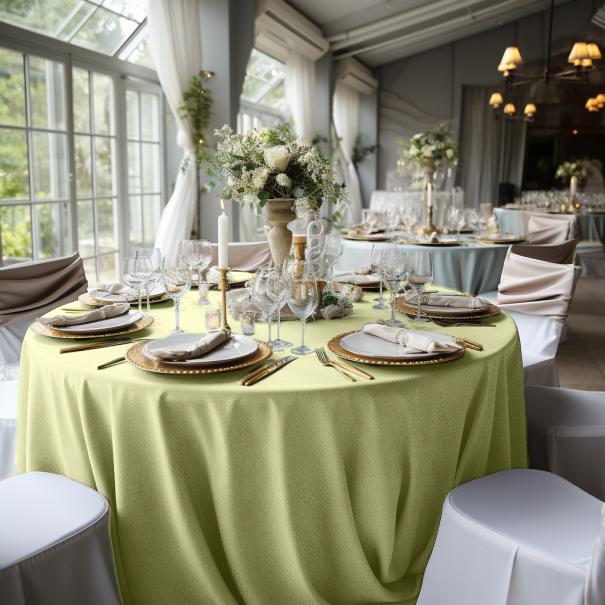 Round Tablecloth, Matt Velvet, 320Cm, Olive Green