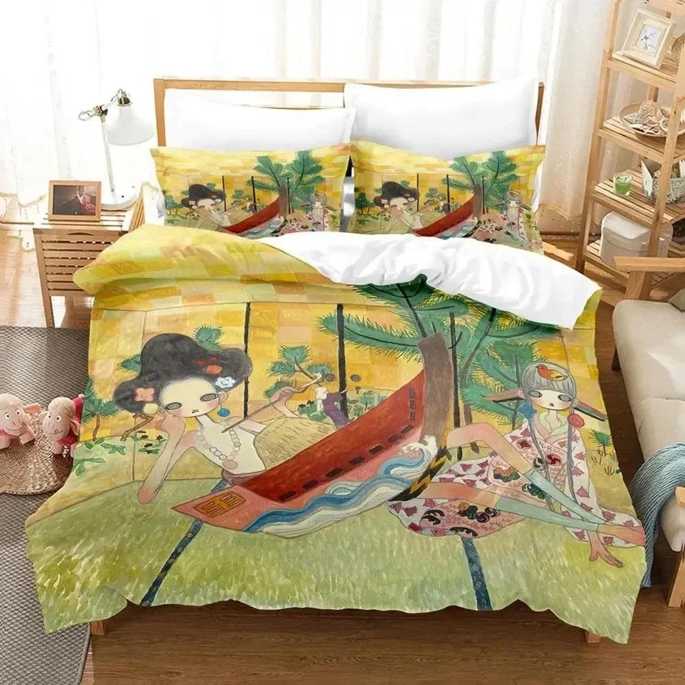 Anime Aya Takano Bedding Set 3D Duvet Cover Bed Set Quilt Cover Pillowcase Comforter King Queen Size Boys Adult Bedding Set