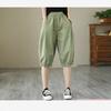 High Waist Elastic Waist Thin Cotton Harlan Pants Wide Leg Short Shorts Women Loose Plus Size Casual Pants