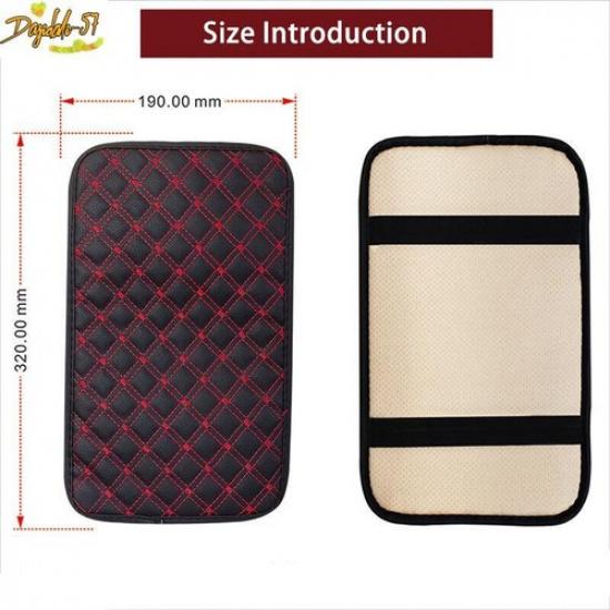 Quilted Embroidery PU Leather Car Armrest Box Cover Pad Center Console Protector