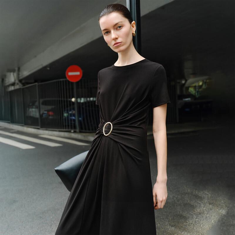 GIOVANNI VALENTINO Women s Slim-Fit Round Neck Midi Dress S