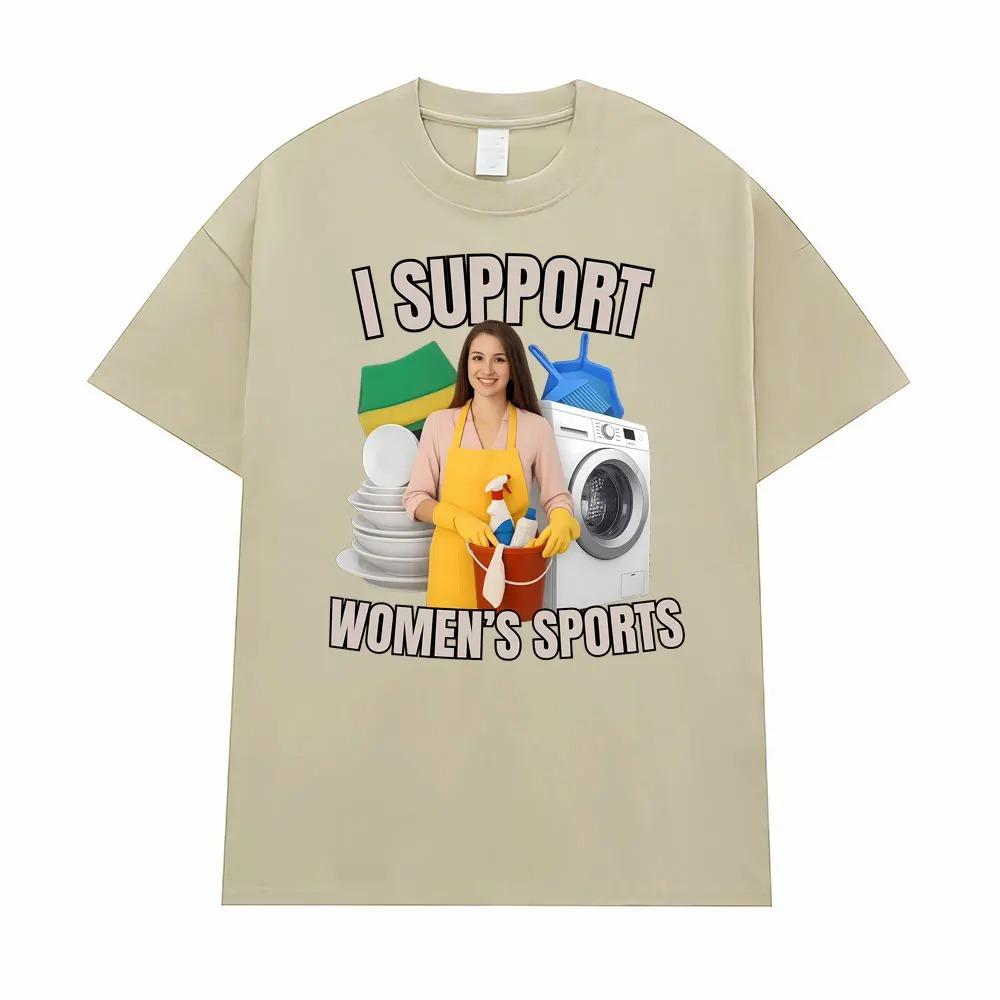 Podporuji ženské sporty Vtipný Meme Grafický Potisk Tričko Muži Ženy Streetwear Móda Bavlněné Horní Díl Oversize Ležérní Letní Nové Tričko
