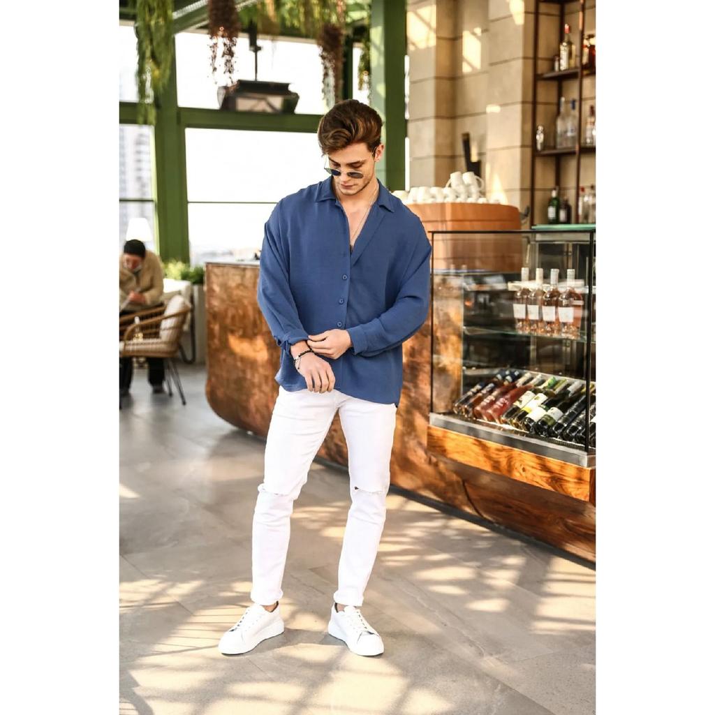 Strukturiertes, übergroßes Aerobin-Hemd, Unisex