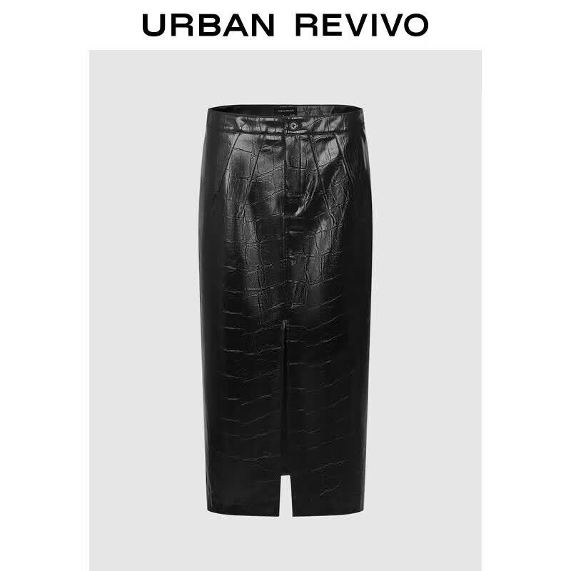 UR Women s Textured High-Waist Slit Midi Skirt
