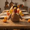 Plush Turkey Ornament Toy for Thanksgiving, Harvest Festival Fall Stuffed Autumn Decorations with Pilgrim Hat, Plushie Table Centerpiece Decoration