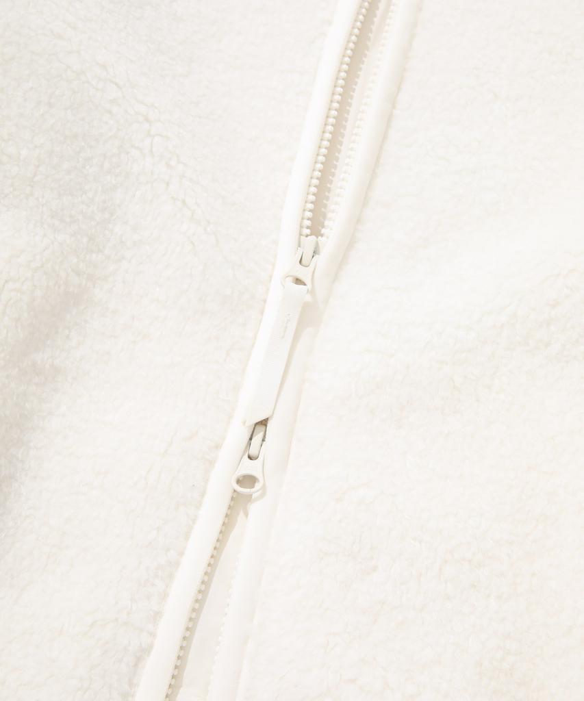COVERNAT C Logo Collarless Sherpa Jacket Ivory