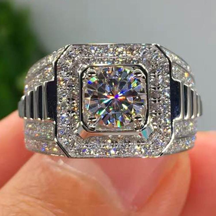 Weiya Luxury Zircon & Silver Diamond Wedding Ring for Men & Women