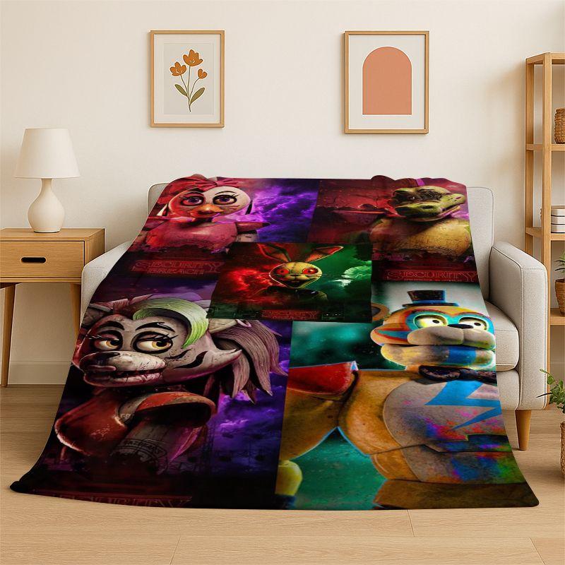 Coperta morbida in flanella F-FNAF Freddy per giochi horror, Coperta calda e accogliente per letto, divano, sofà, camera da letto, soggiorno, viaggi, picnic